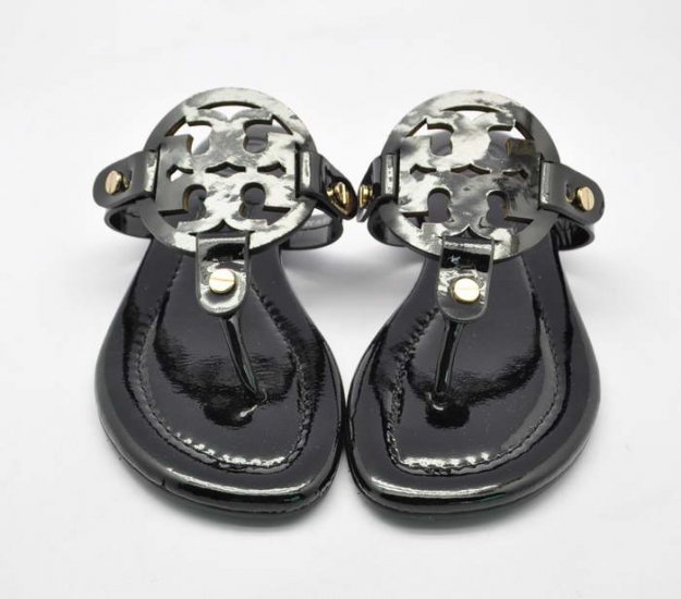 Tory Burch Patent Leather Miller Sandal Black on Sale